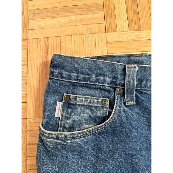 Carhartt B460 DVB Relaxed Fit Denim Blue Jeans Mens 40x30 Straight Cotton Work - Picture 3 of 7
